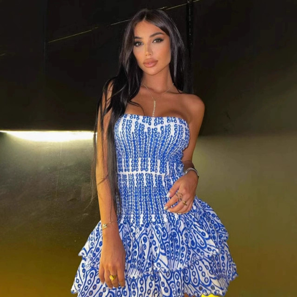 Zara Spring Boho Embellished Strapless Cutout Mini Dress